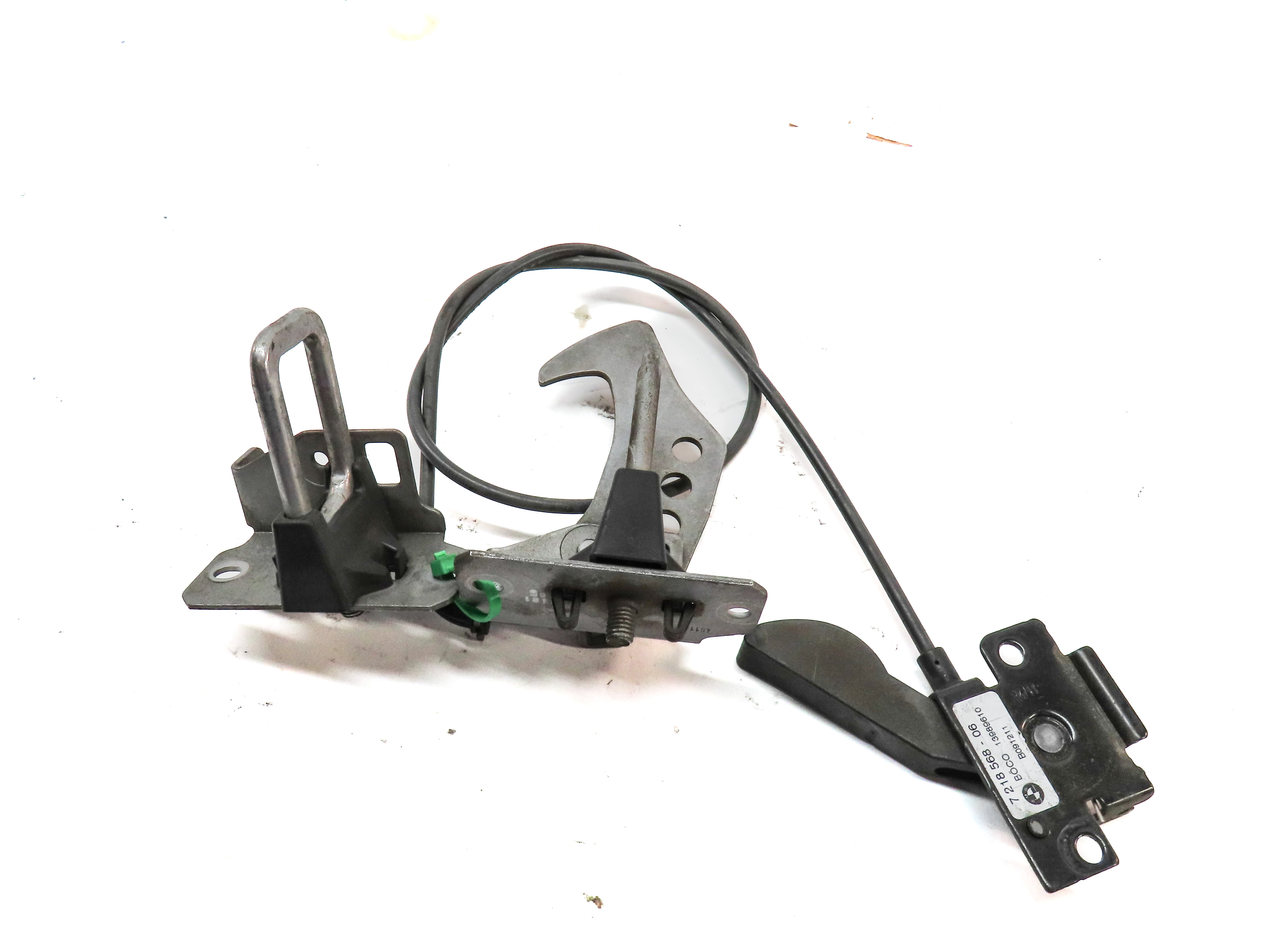 2012 BMW X3 (F25) FRONT HOOD SAFETY CATCH HOOK w/ RELEASE LEVER & CABLE — exact item pictured
